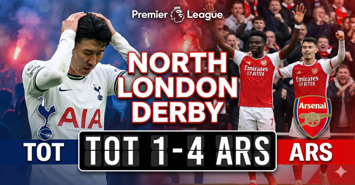 North London Derby Result: Arsenal Dominates Tottenham 4-1