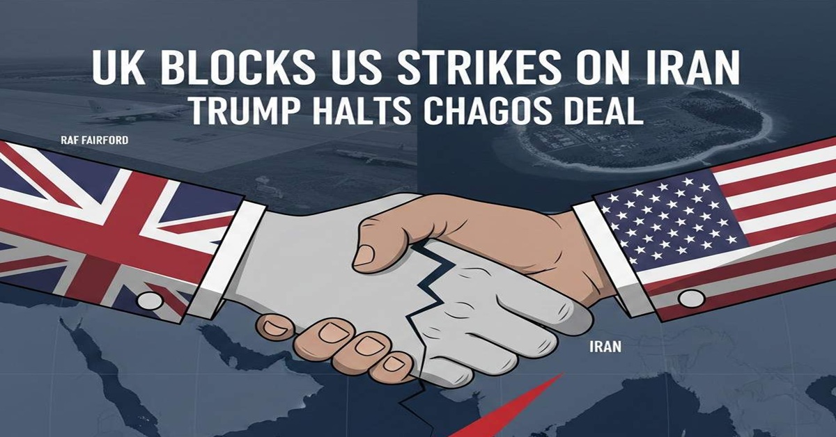 The United Kingdom has refused to authorize the use of its Royal Air Force bases — including Diego Garcia in the Indian Ocean and RAF Fairford — for potential U.S. strikes against Iran, citing concerns related to international law.