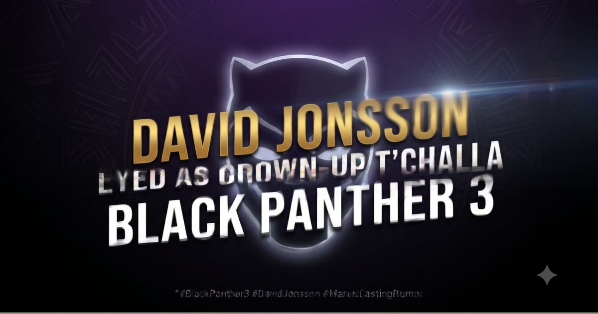 Split image of actor David Jonsson smiling on the red carpet next to the Black Panther mask from the Marvel Cinematic Universe.