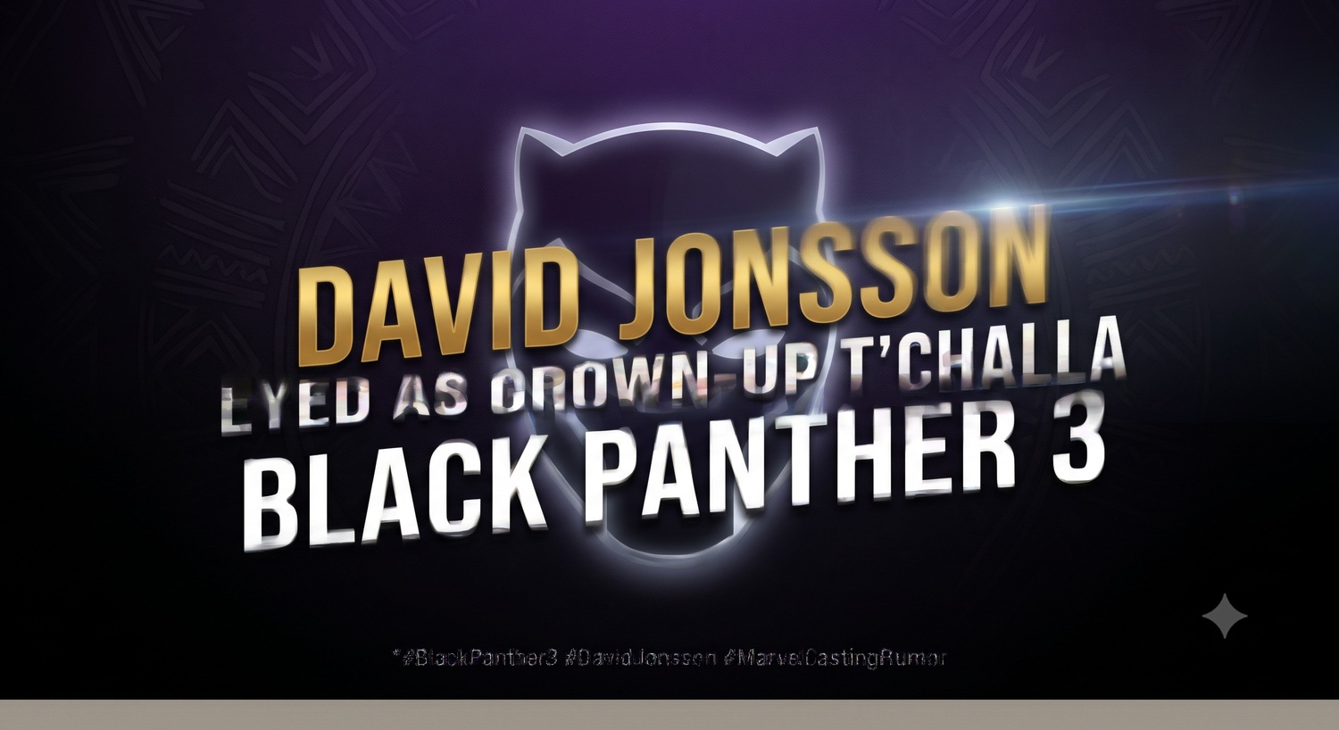 Split image of actor David Jonsson smiling on the red carpet next to the Black Panther mask from the Marvel Cinematic Universe.