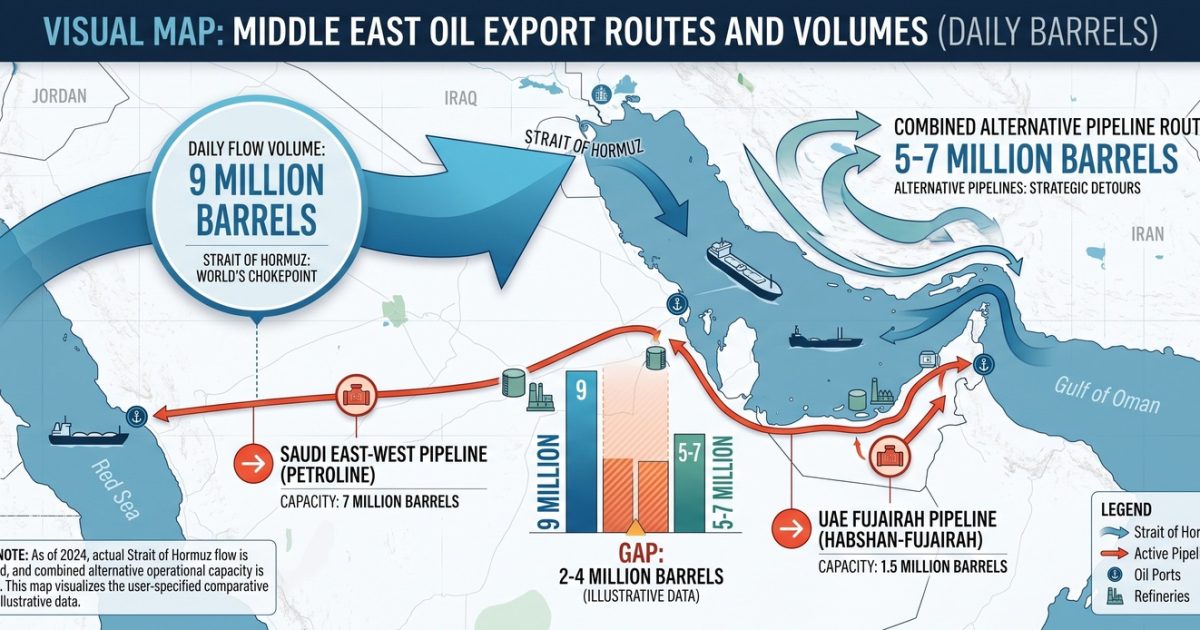 A large commercial oil tanker navigating open waters amid tensions in the Strait of Hormuz.