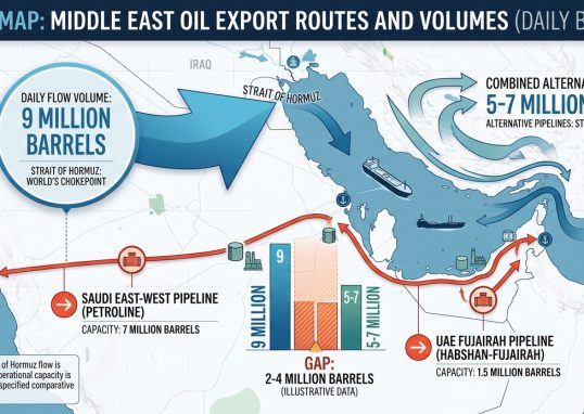 A large commercial oil tanker navigating open waters amid tensions in the Strait of Hormuz.