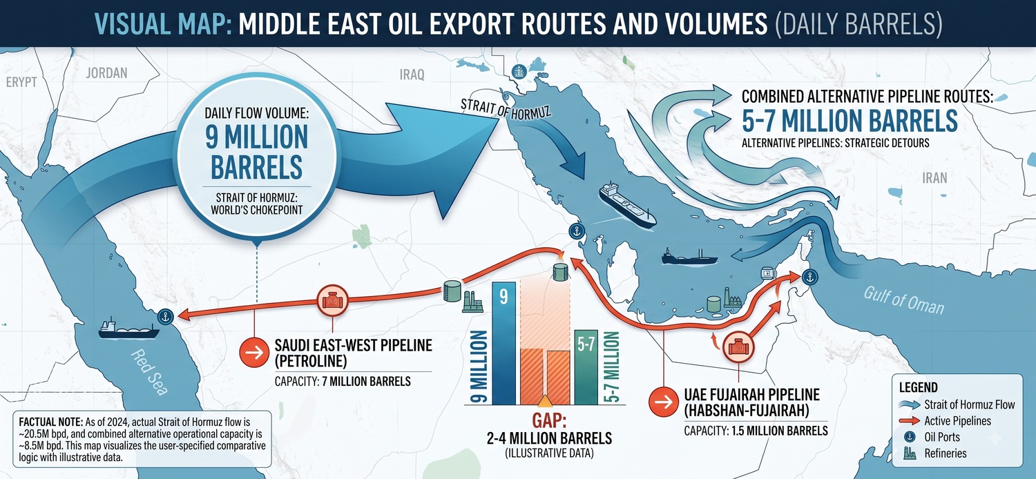 A large commercial oil tanker navigating open waters amid tensions in the Strait of Hormuz.