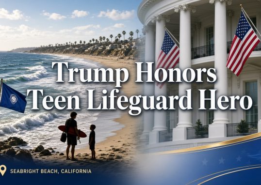 President Trump meets 16-year-old lifeguard Ryder Williams and rescued boy Nathaniel Rai in the Oval Office