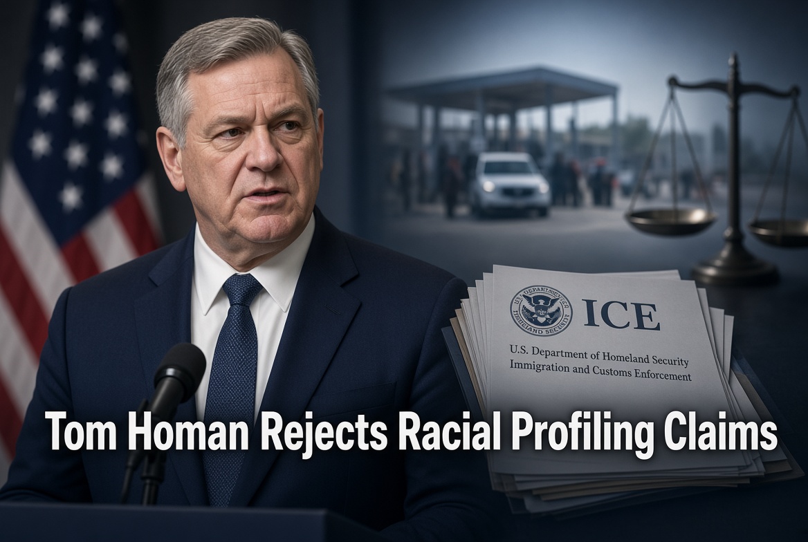 Border Czar Tom Homan speaking on immigration enforcement during Fox News interview rejecting racial profiling accusations